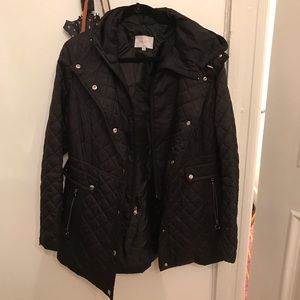 Laundry by Shelli Segal Quilted Coat Size L Black